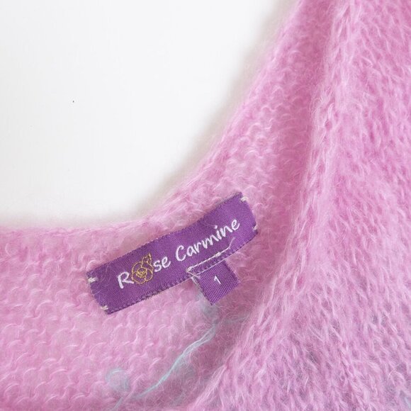 Rose Carmine Handknit Mohair Wool Blend Ombré Tank Top Pastel Rainbow Size 1 - Picture 5 of 12